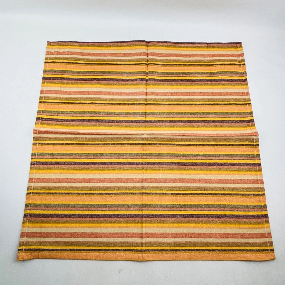 Crate & Barrel Provence Stripe Napkin Set of 6 Orange Yellow‎ Brown Fall Autumn